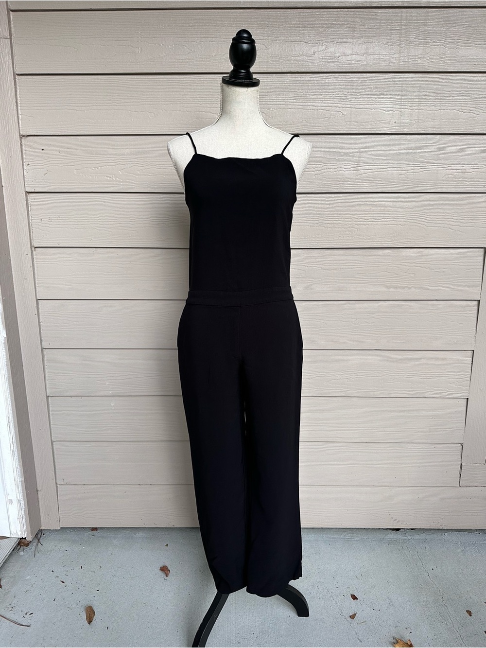 SAMSOE SAMSOE Women's Black Spaghetti Strap Wide Leg Jumpsuit Sz XS (C15)